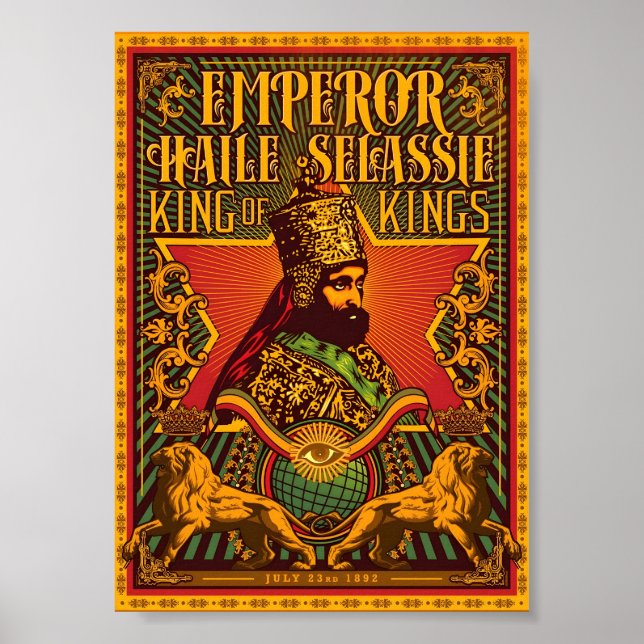 Haile Selassie I Poster Jah Rastafari Rasta Poster (Front)