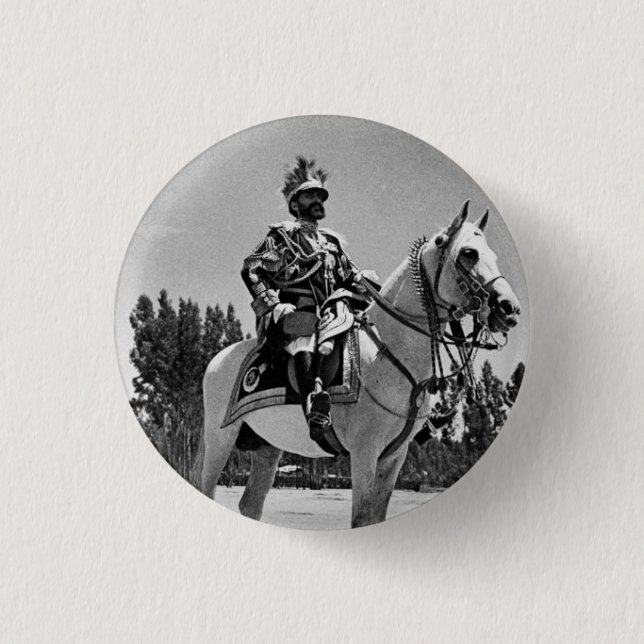 Haile Selassie - Jah - Messiah - Rastafari Button (Front)