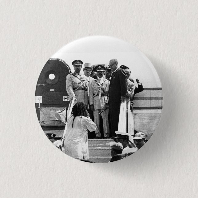 Haile Selassie - Jah - Messiah - Rastafari Button (Front)