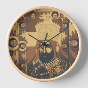 Haile Selassie Jah Rastafari Modern Art Clock