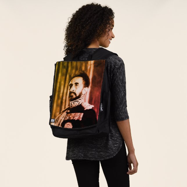 Haile Selassie - Jah Rastafari - Reggae Rucksack Backpack (Worn)