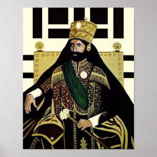 Haile Selassie Lion Rasta Solomon Jah Rastafari Poster