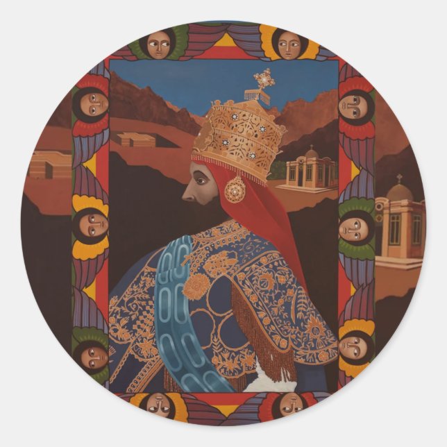 Haile Selassie Modern Art Jah Rastafari Roots Classic Round Sticker (Front)