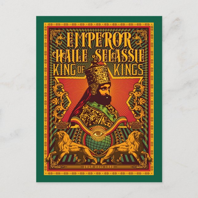 Haile Selassie Postcard Jah Rastafari Metal Print (Front)