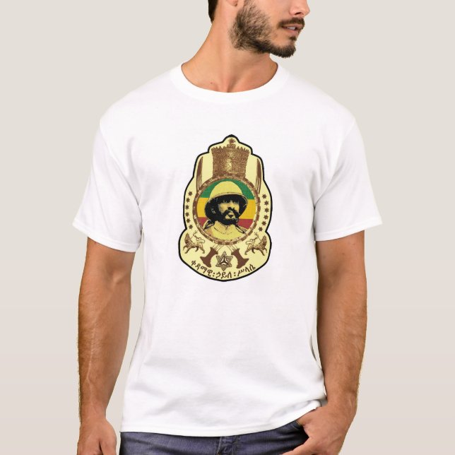 Haile Selassie Rasta Reggae Ethiopia Jamaica T-Shirt (Front)