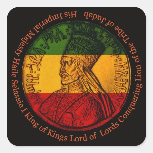 Haile Selassie Square Sticker (Front)