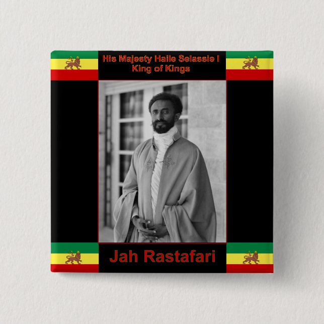 Haile Selassie the Lion of Judah, Jah Rastafari 15 Cm Square Badge (Front)