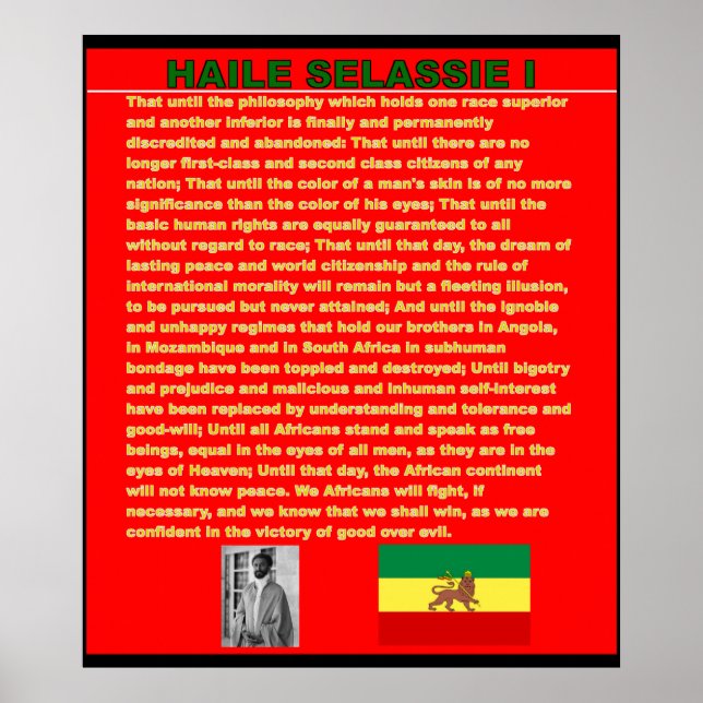 Haile Selassie War Speech to UN Canvas Poster (Front)