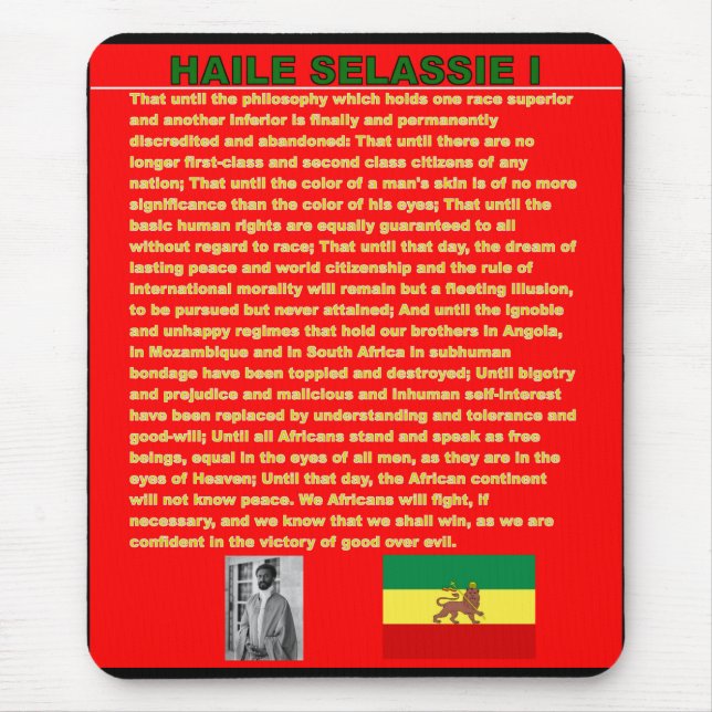 Haile Selassie's War Speech to UN 1963 - Marley So Mouse Pad (Front)