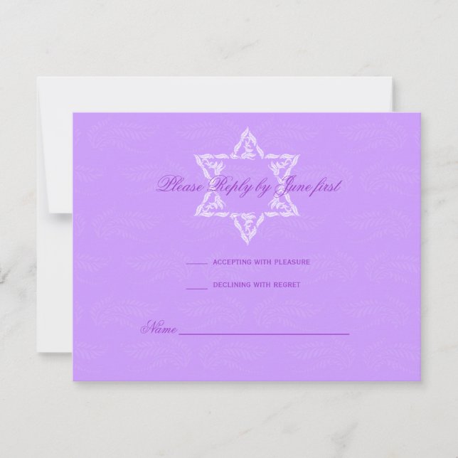Hailey Bat Mitzvah Invitation with Damask RSVP (Front)