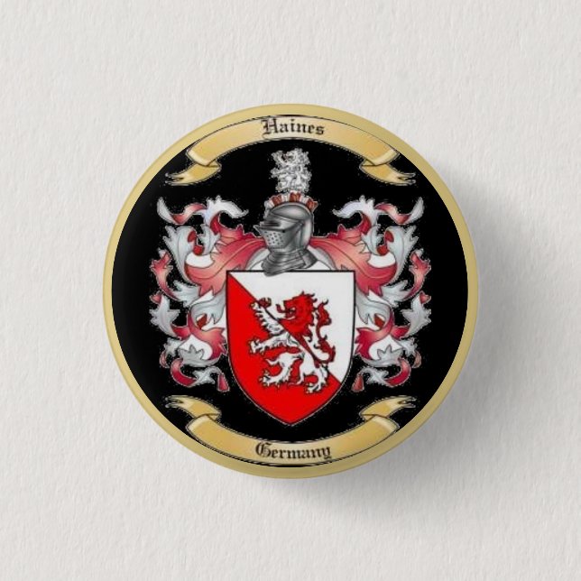 Haines Family Crest *  3 Cm Round Badge (Front)