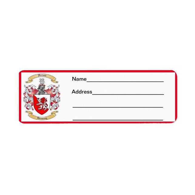  Haines Family Crest  Return Address Label (Front)