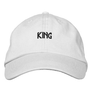 Hair Accessories King Text Name with White Colour  Embroidered Hat
