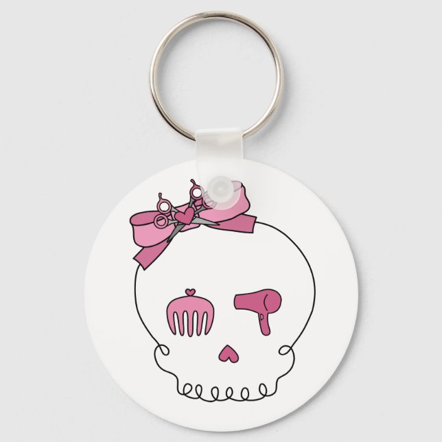 Hair Accessory Skull (Bow Detail) Key Ring (Front)