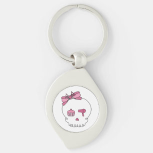 Hair Accessory Skull (Bow Detail Pink) Key Ring