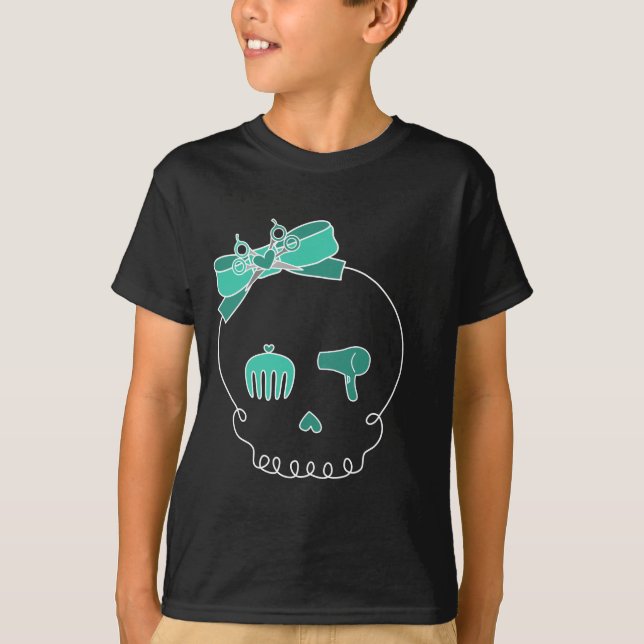 Hair Accessory Skull (Bow Detail - Turquoise) T-Shirt (Front)
