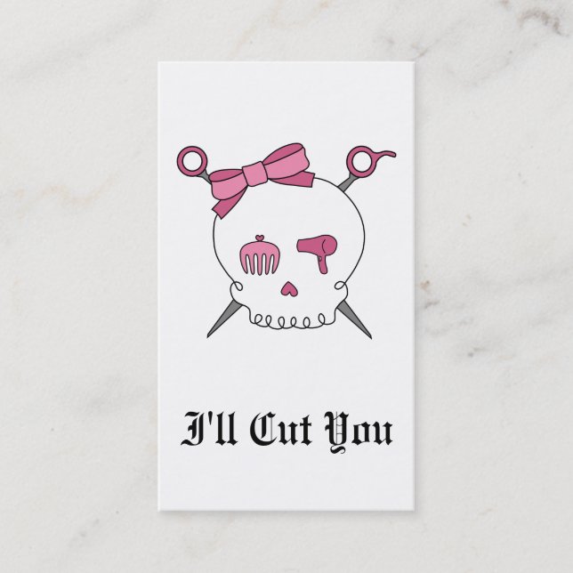 Hair Accessory Skull & Scissors Appointment Card (Front)