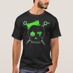 Hair Accessory Skull & Scissors (Lime Green) T-Shirt