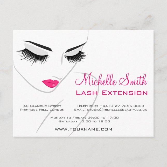Hair and beauty Lash Extension company branding Postcard (Front)