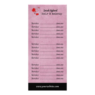 Hair and makeup rack card