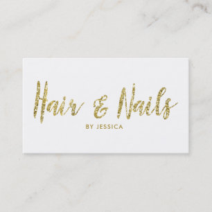 Hair and Nails Gold Glitter Cosmetologist Business Card