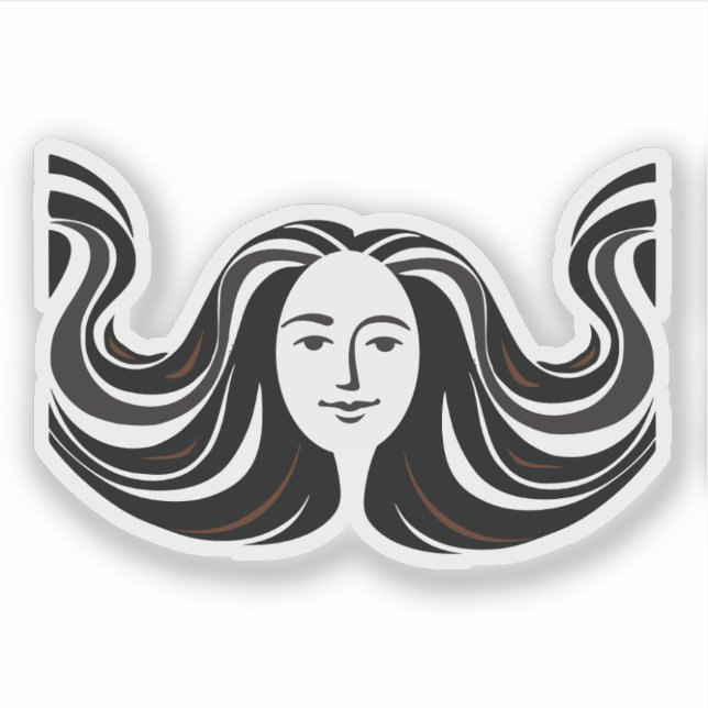 Hair Art Black and White Illustration (Front)