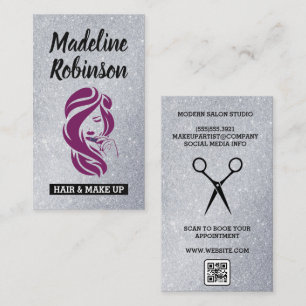 Hair Beauty Face   Glitter   QR Code Appointment Card