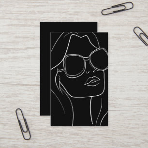 Hair & Beauty Retro Black & White Woman's Face Business Card