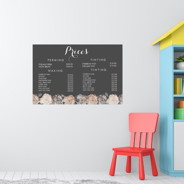 Hair Beauty Salon Beautician Menu Price Poster