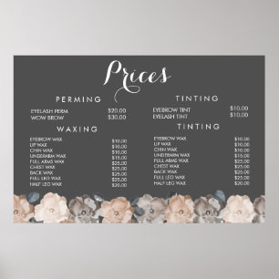 Hair Beauty Salon Beautician Menu Price Poster