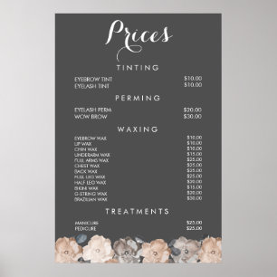 Hair Beauty Salon Beautician Menu Price Poster