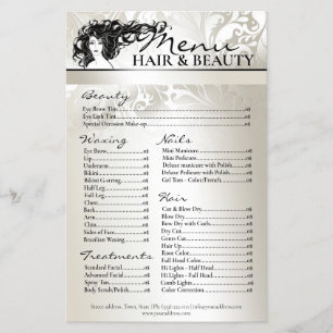 Hair Beauty Waxing Nails Treatment Price List Flyer