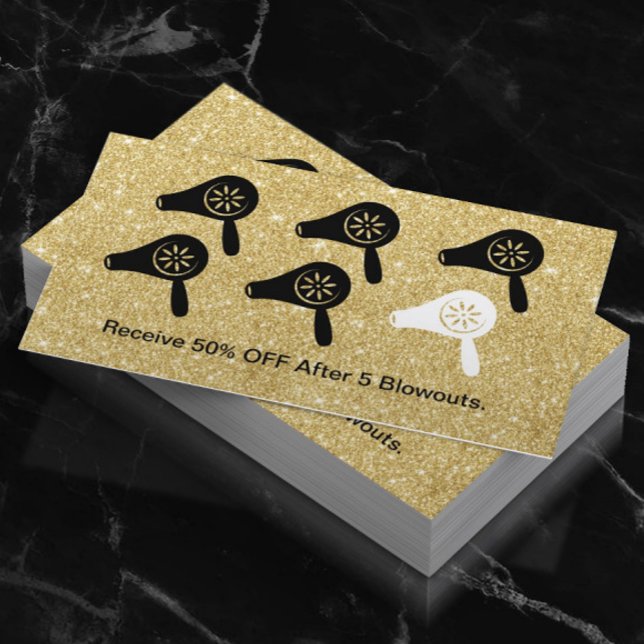 Hair Blow Dry Bar Modern Gold Salon Loyalty Card (Creator Uploaded)