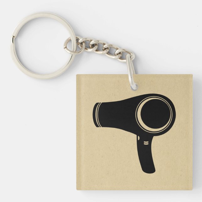 Hair Blow Dryer Retro Style Art Key Ring (Front)
