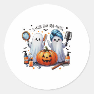 Hair Bootiful Halloween Hair Stylist Ghost Pumpkin Classic Round Sticker