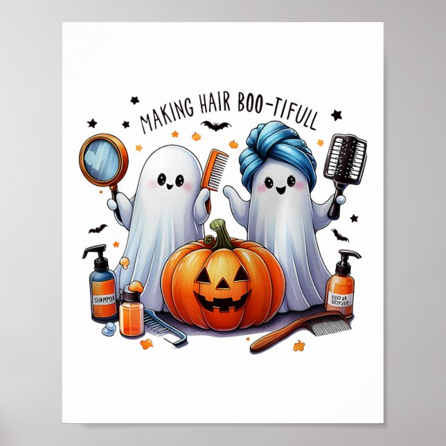 Hair Bootiful Halloween Hair Stylist Ghost Pumpkin Poster (Front)