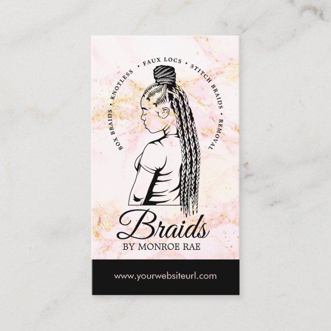 Hair Braider, Braids, Braiding Stylist, Hair Salon Business Card (Front)