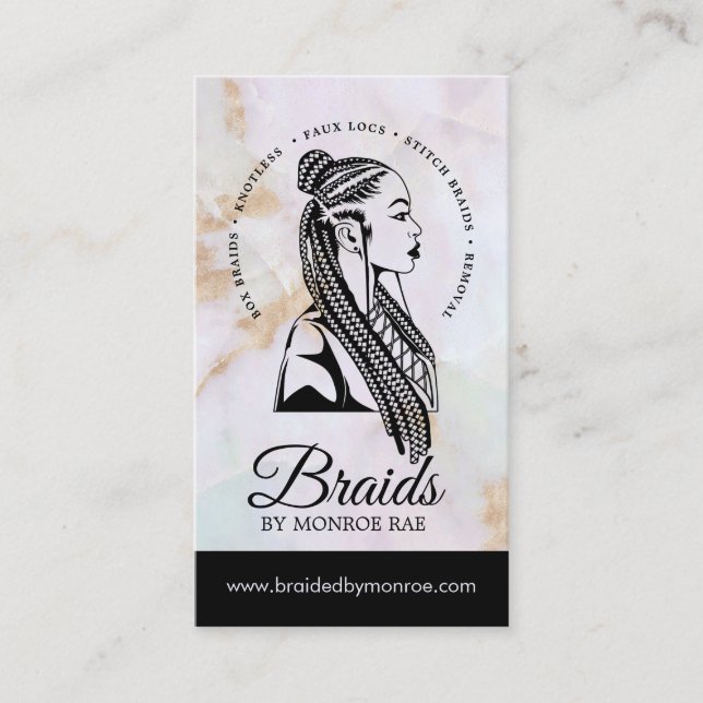 Hair Braider - Braids - Braiding - Stylist - Salon Business Card (Front)