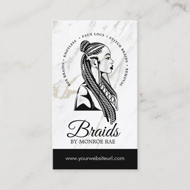 Hair Braider Braids Stylist Salon  Business Card (Front)