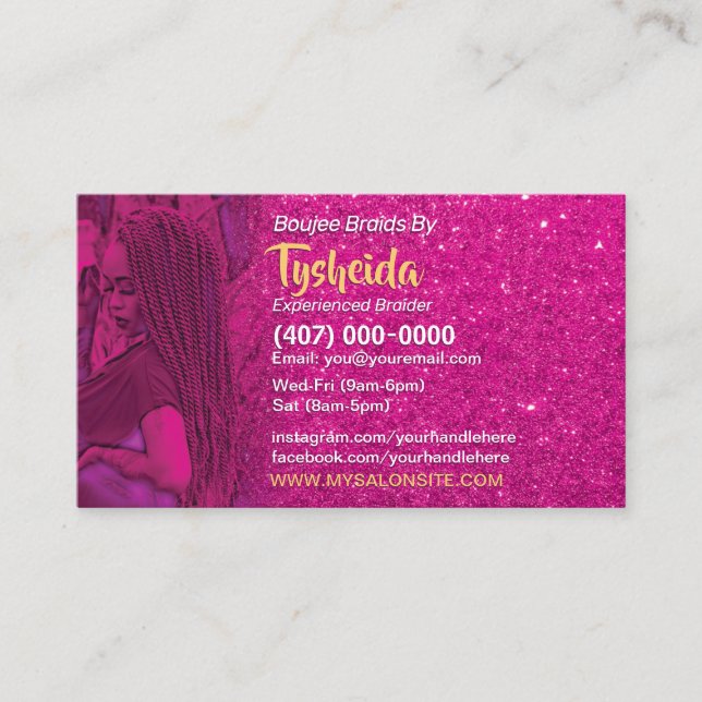 Hair Braiding Loctician Business Card Template (Front)