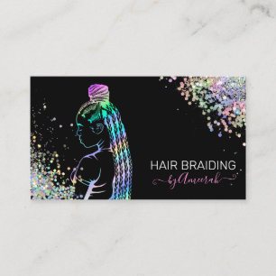 Hair Braiding Stylist Braid Salon Holographic  Bus Business Card