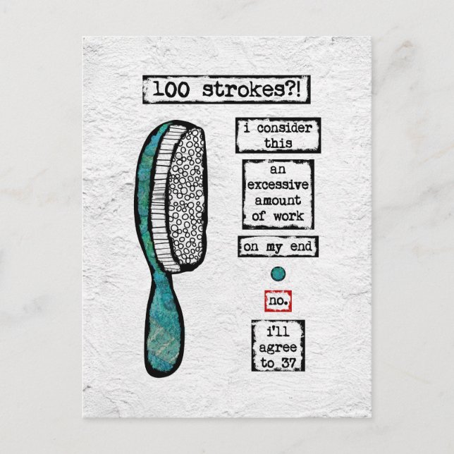 Hair Brush Contract Postcard - Funny Beauty (Front)