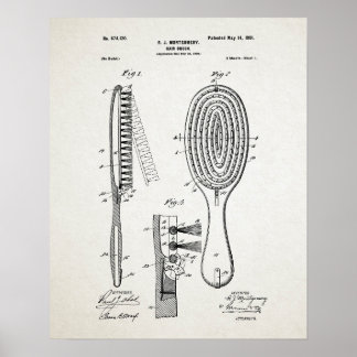 Hair Brush Patent Poster