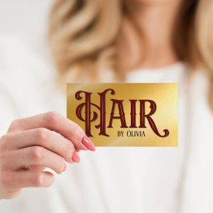 Hair by Typography Golden Business Card