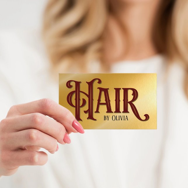 Hair by Typography Golden Business Card (Creator Uploaded)