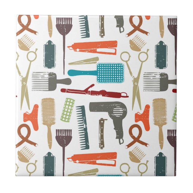 Hair Care Pattern Ceramic Tile (Front)