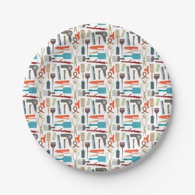 Hair Care Pattern Paper Plate (Front)