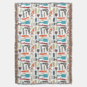 Hair Care Pattern Throw Blanket