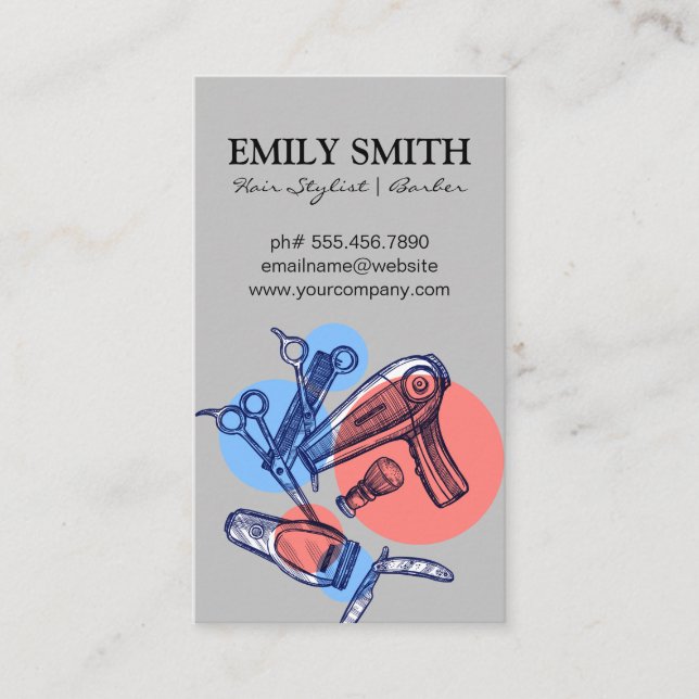 Hair Care Tools | Barber | Hair Stylist Business Card (Front)