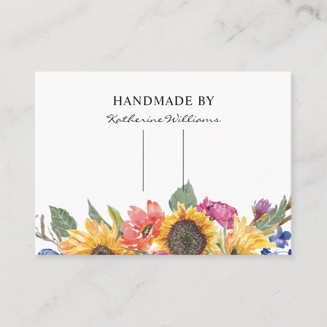 Hair Clip Barrette Display Card | Sunflower Floral (Front)